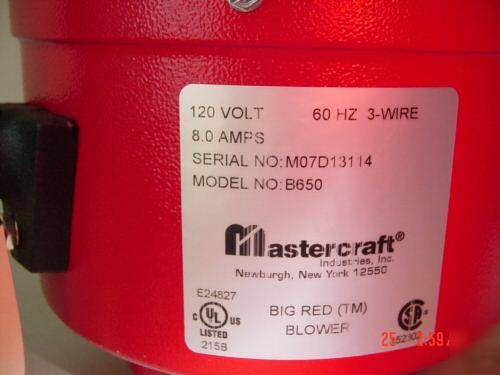 Big red hand held floor blower B650 mastercraft $197. 