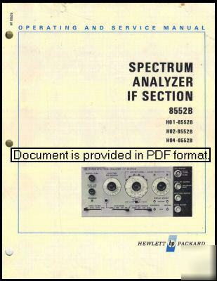 Agilent hp 8552B oper & service manual (commercial)
