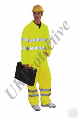 Hi vis yellow polycotton coverall / boilersuit -size xl