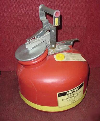 Justrite 2 gal safety gas can,lab,industrial,chemical