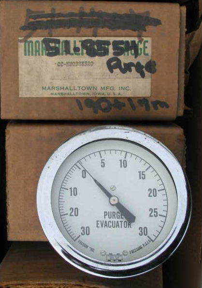 Marshalltown gauge purge evacuator -30 vacuum hg 30 psi