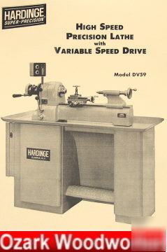 Hardinge DV59 precision metal lathe catalog/ manual
