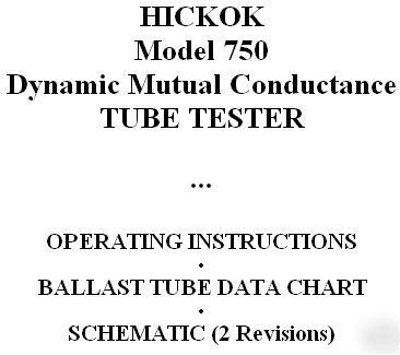 Manual + schematic for hickok 750 tube tester checker