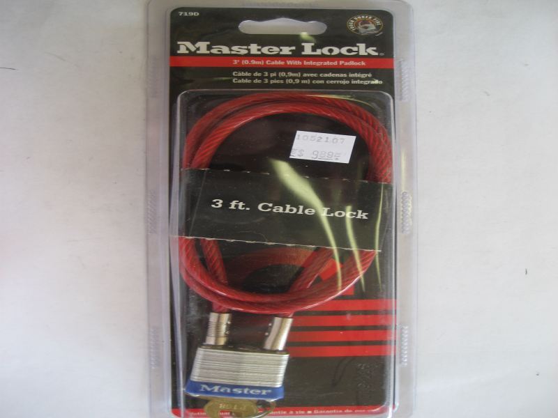 Masterlock 3 feet cable w/ integrated padlock-mst 719D