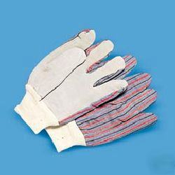 Men's leather palm gloves - knit wrist - large - dozen