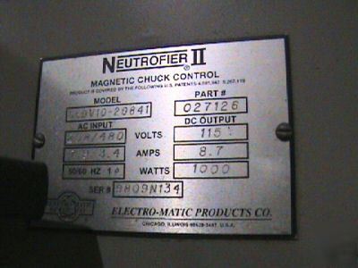 Neutrofier ii magnetic chuck control