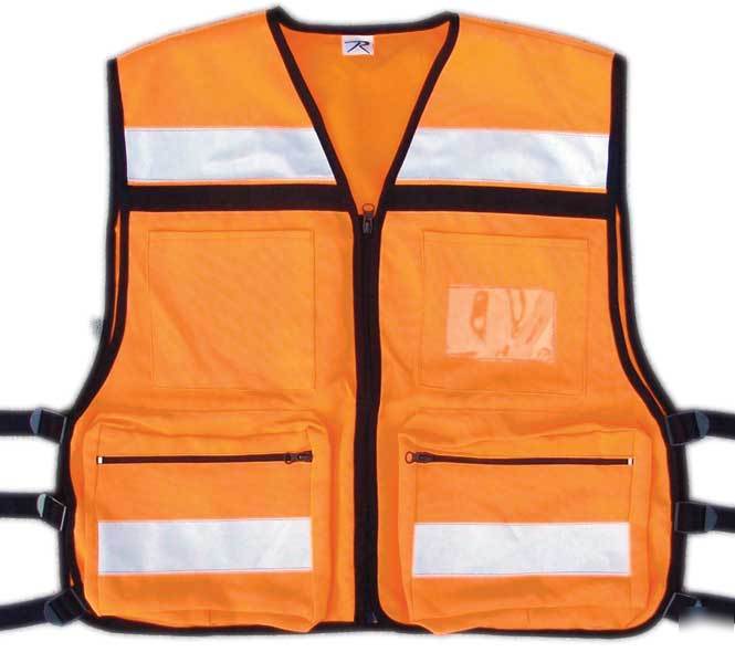 Ems rescue safety vest orange reflective one size