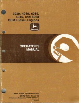John deere 3029-6068 diesel engines operator`s manual