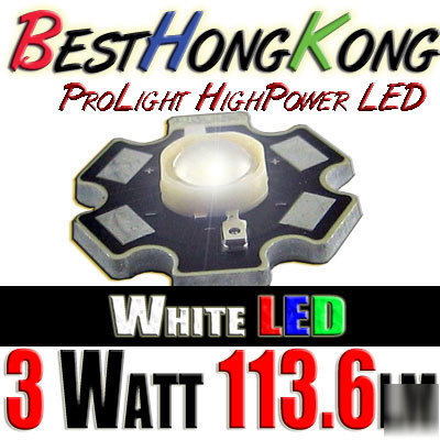 High power led set of 2 prolight 3W white 113.6 lm