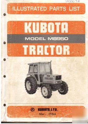 Kubota M8950 tractor spare parts book catalog