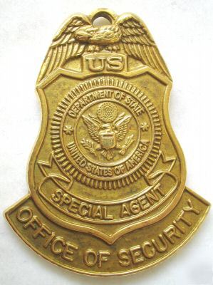 Brass dept of state special agent office security badge