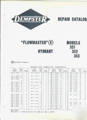 Dempster repair catalog, flowmaster hydrant, manual