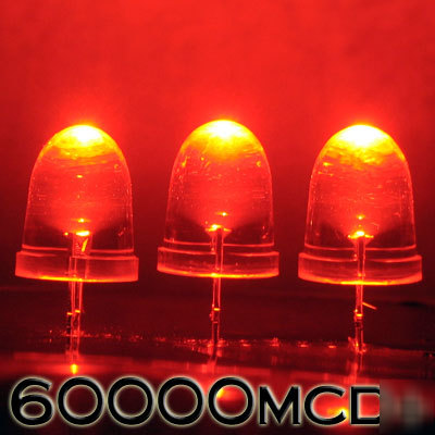 Red led set of 10000 super bright 10MM 60000MCD+ f/r