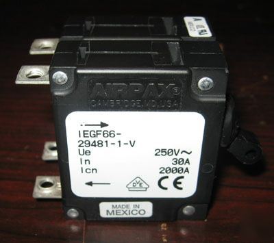 1) airpax 2 pole 250VOLT 20AMP circuit breaker switch