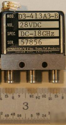 Dynatech/u-z spdt sma switch dc-18 ghz model D3-413A3-b