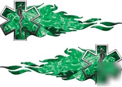 Flaming star of life decals 89S inf green reflective