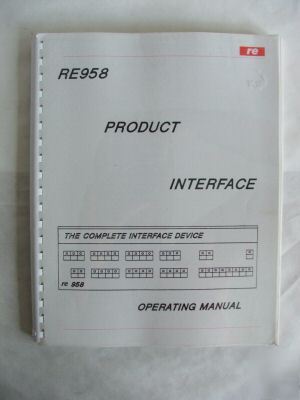RE958 product interface operating manual -ec