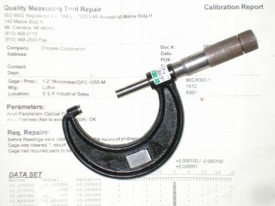 1--2 inch lufkin micrometer measuring tool