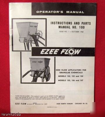 1960 ezee flow applicator spreader owner & parts manual