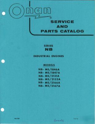 Onan nb engine service & parts catalog 940-1001 gravely