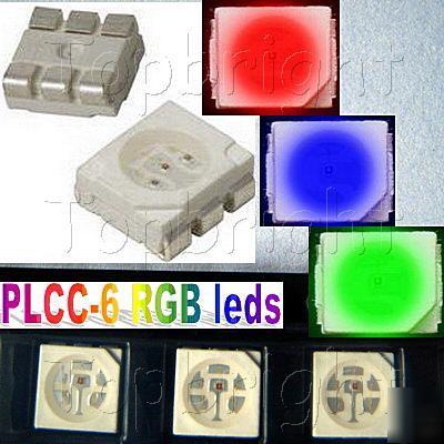 200 pcs plcc-6 3-chips manual control smd smt rgb led