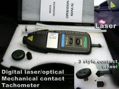 New lcd laser & mechanical contact tachometer