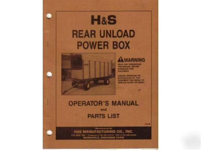 H&s rear unload power box operator's manual 1998