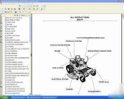 Kubota ZD21F tractor parts manual