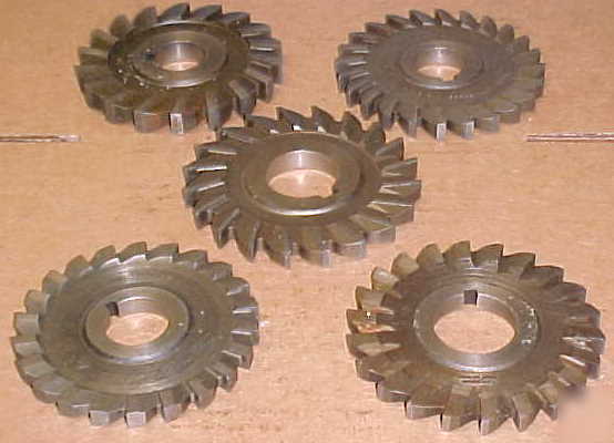 Lot of 5 plain tooth side milling cutters 5/16 to 29/64
