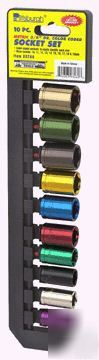 10 pc, 3/8'' drive color coded metric socket set
