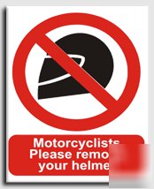 Mtcyls.remove helmet sign-a.vinyl-300X400MM(pr-036-am)
