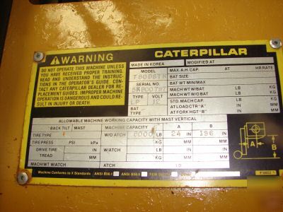 Caterpillar cat T80D short turn 8K auto triple forklift