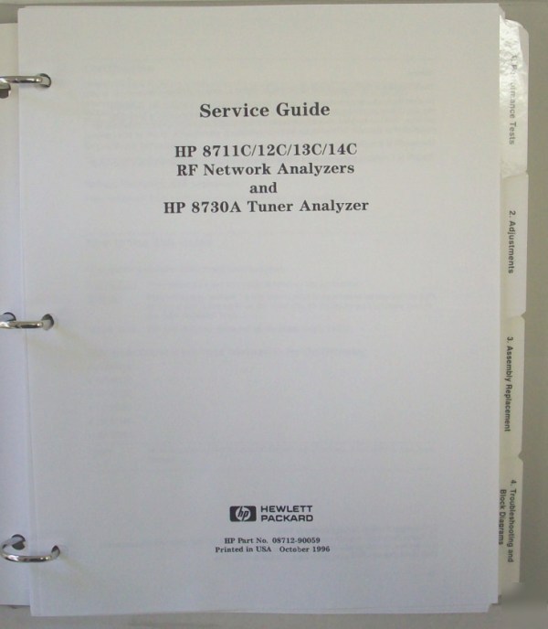 Hp 8711C/12C/12C/14C 8730A service guide - $5 shipping 