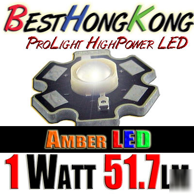 High power led set of 1000 prolight 1W amber 51.7 lumen