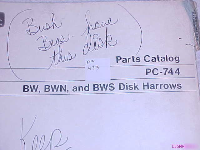 John deere bw bwn bws disk harrows parts catalog