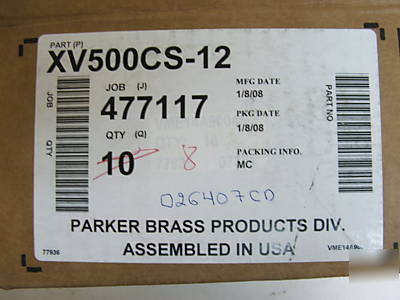 New lot of 8 parker 3/4 2000 wog ball valves XV500CS-12 