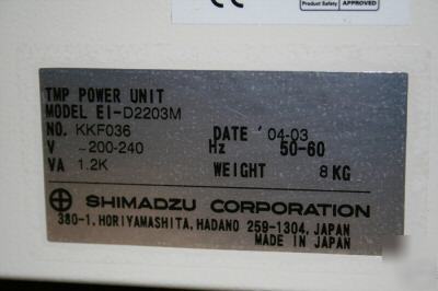 New shimadzu el D2203M controller, turbo pump, oem 