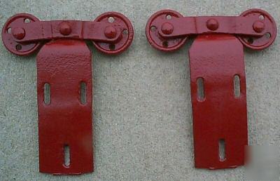Barn door rollers- 9 inches tall -cast iron-pair-c 1900