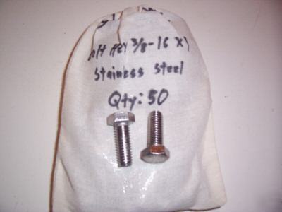 Bolt hex 3/8 - 16 x 1 stainless steel 304
