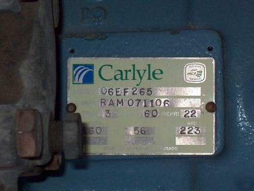 Chiller compressor semi-hermetic carlyle tested 06EF265