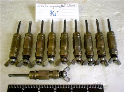10 x-long wingnut brass cleco metal fasteners 3/16