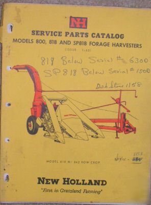 1963 nh 800 818 SP818 forage harvesters parts catalog