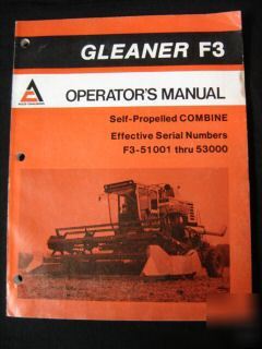 Allis chalmers gleaner F3 combine operators manual