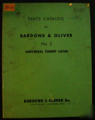 Bardons & oliver # 3 parts catalog universal turret 