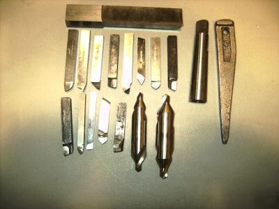 Collection of lathe cutters and drill tools