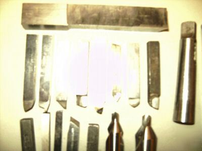 Collection of lathe cutters and drill tools