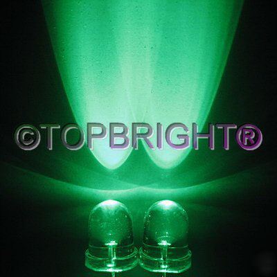 New 50 pcs 8MM wide angle 60KMCD green led f/r 40Â° 