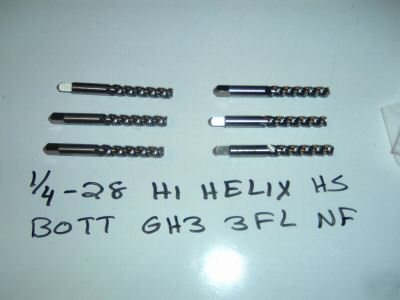 New 1/4-28 6 hi helix bottom tap hs 3 fl*free shipping*