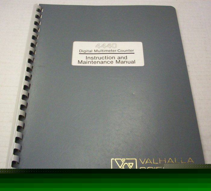 Valhalla scientific 4440 dmm counter op and serv manual