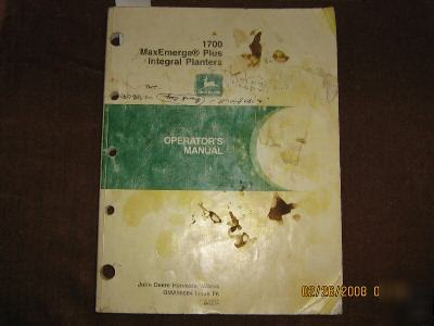John deere 1700 maxemerge plus integral planters manual